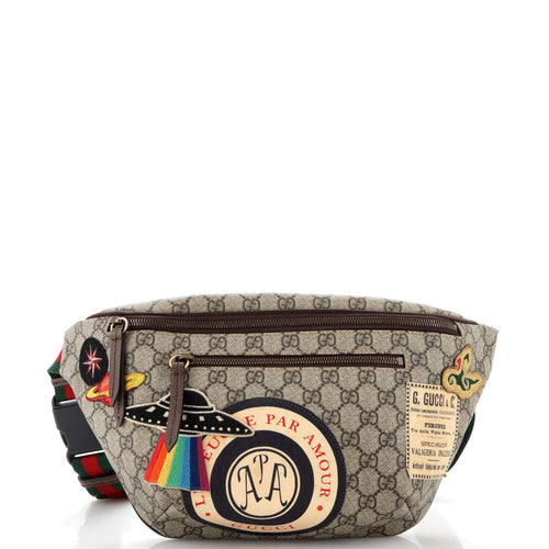 GUCCI Courrier Zip Belt Bag GG Coated Canvas with Applique