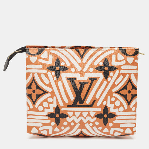 Cream/Caramel Monogram Giant Crafty Canvas Toiletry Pouch 26