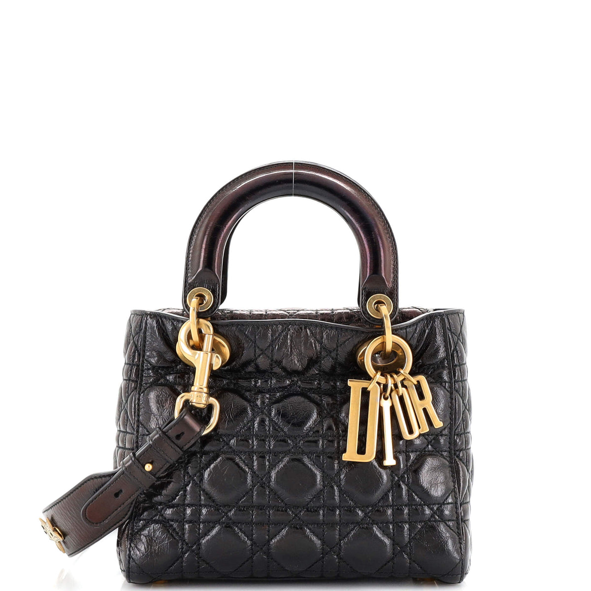 Christian Dior My Lady Dior Bag Cannage Quilted Crinkled Patent