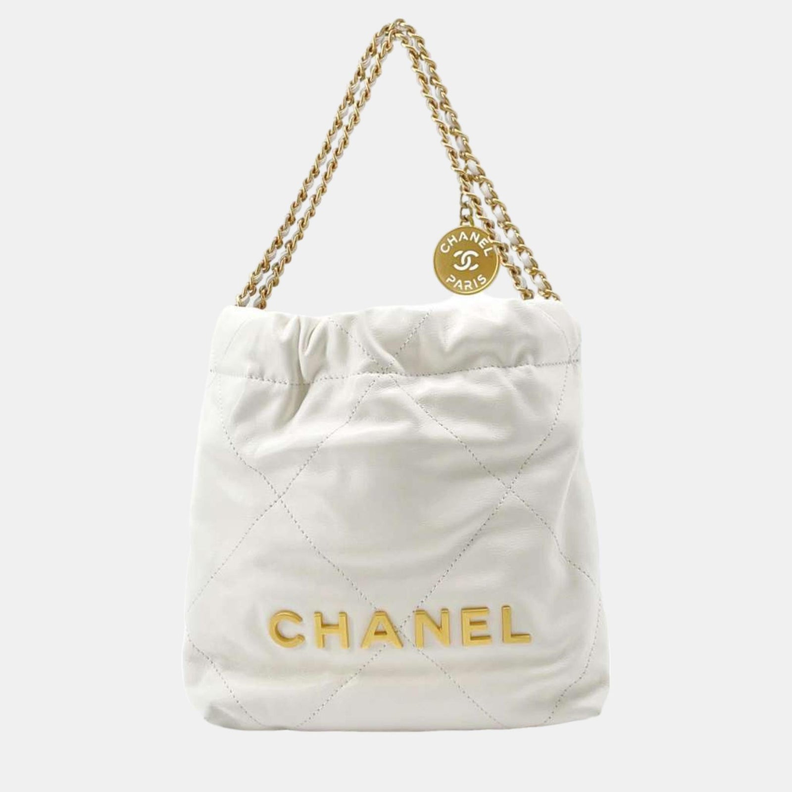 Chanel White Shiny Calf Leather Size Mini Handbag