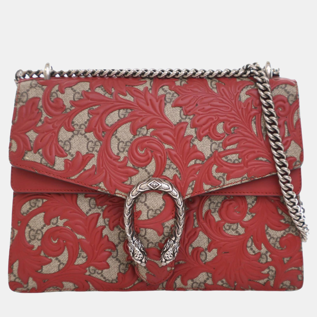 Gucci Red Medium GG Supreme Arabesque Dionysus Shoulder Bag