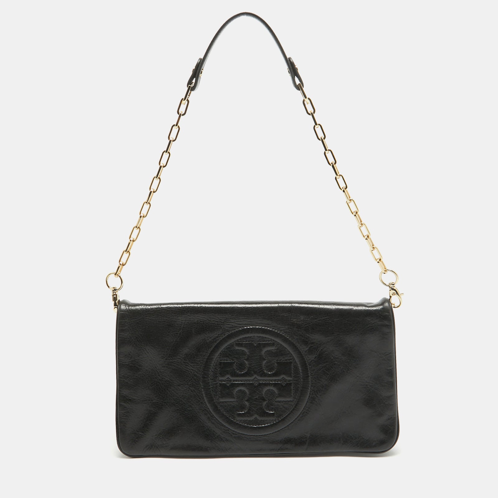 Tory Burch Black Leather Reva Chain Clutch