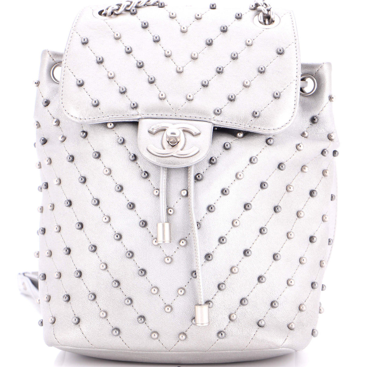 Chanel CHANEL Stud Wars Backpack Studded Chevron Calfskin