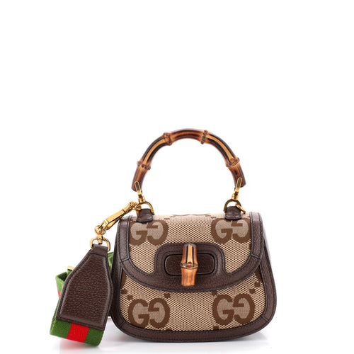 GUCCI Bamboo 1947 Top Handle Bag Jumbo GG Canvas Mini
