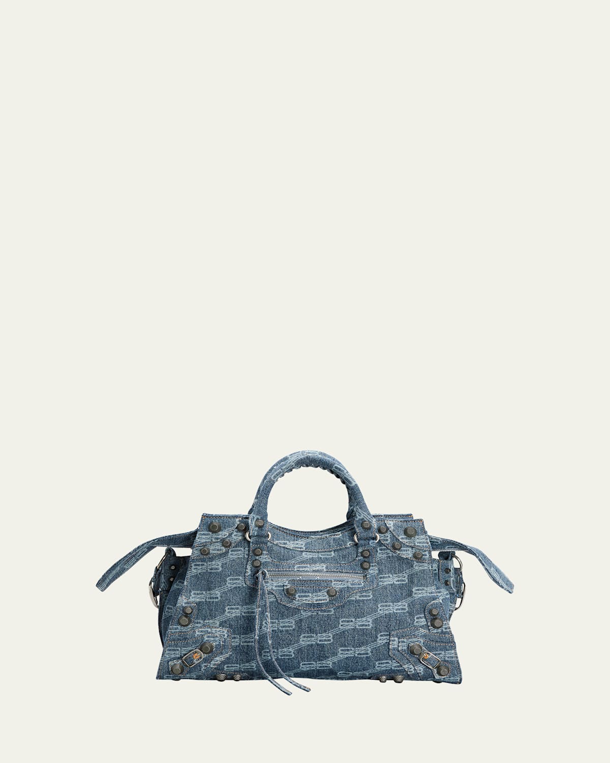 Balenciaga Neo Cagole City Monogram Denim Shoulder Bag