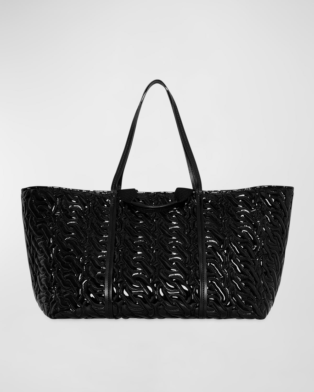 Boss G Large Chain-Link Embossed Leather Shoulder Bag