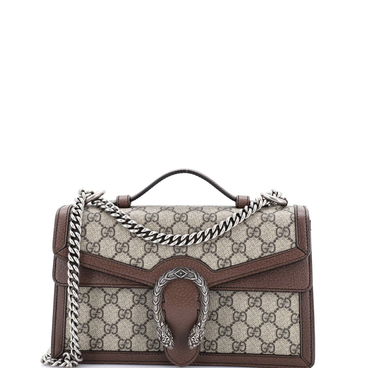 Gucci GUCCI Dionysus Top Handle Chain Bag GG Coated Canvas Small