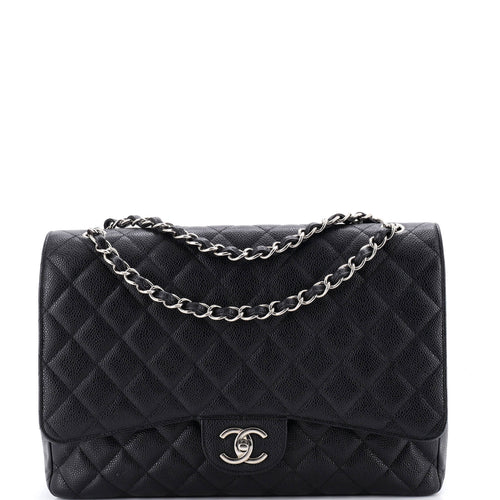 CHANEL Classic Double Flap Bag Quilted Caviar Maxi