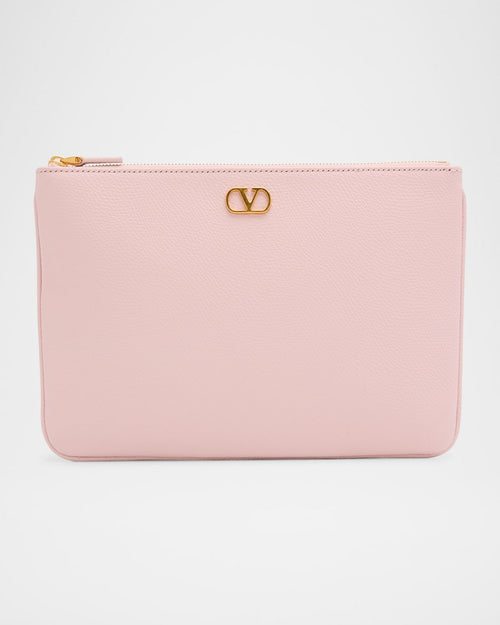 VLOGO Medium Leather Flat Pouch Bag