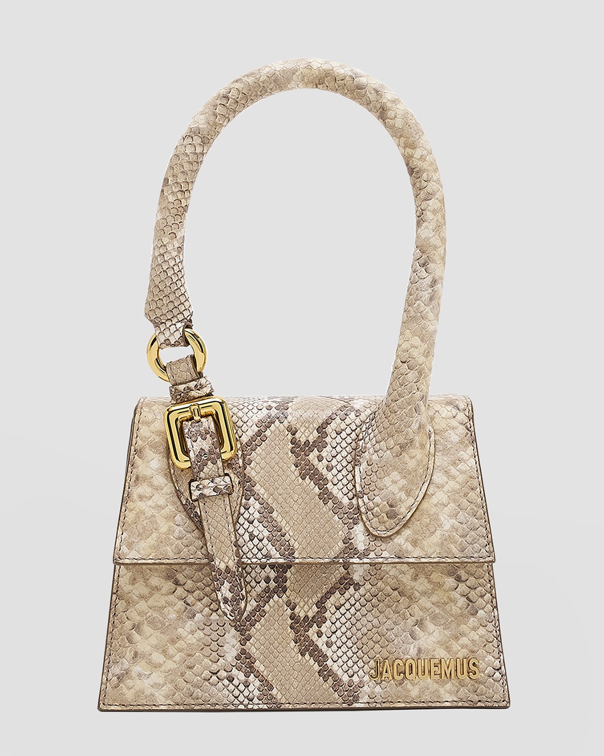 Jacquemus Le Chiquito Moyen Snake-Print Top-Handle Bag