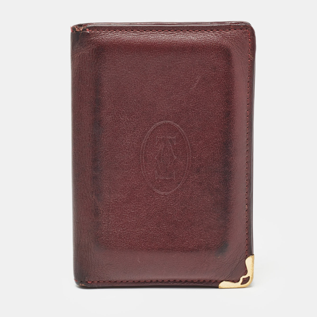 Cartier Burgundy Leather Must De Bifold Card Holder
