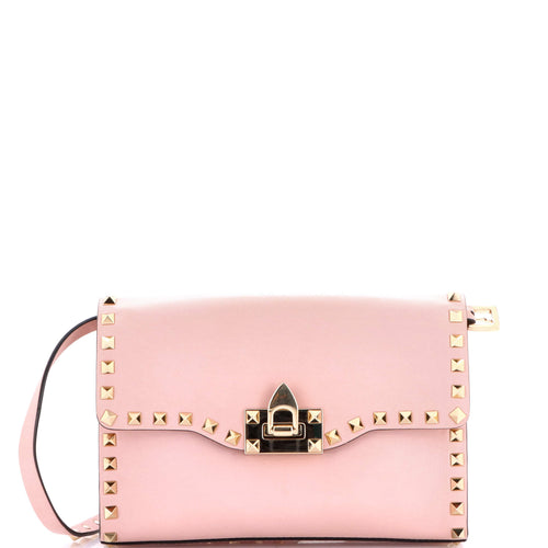 VALENTINO GARAVANI Rockstud Flip Lock Flap Bag Leather Medium