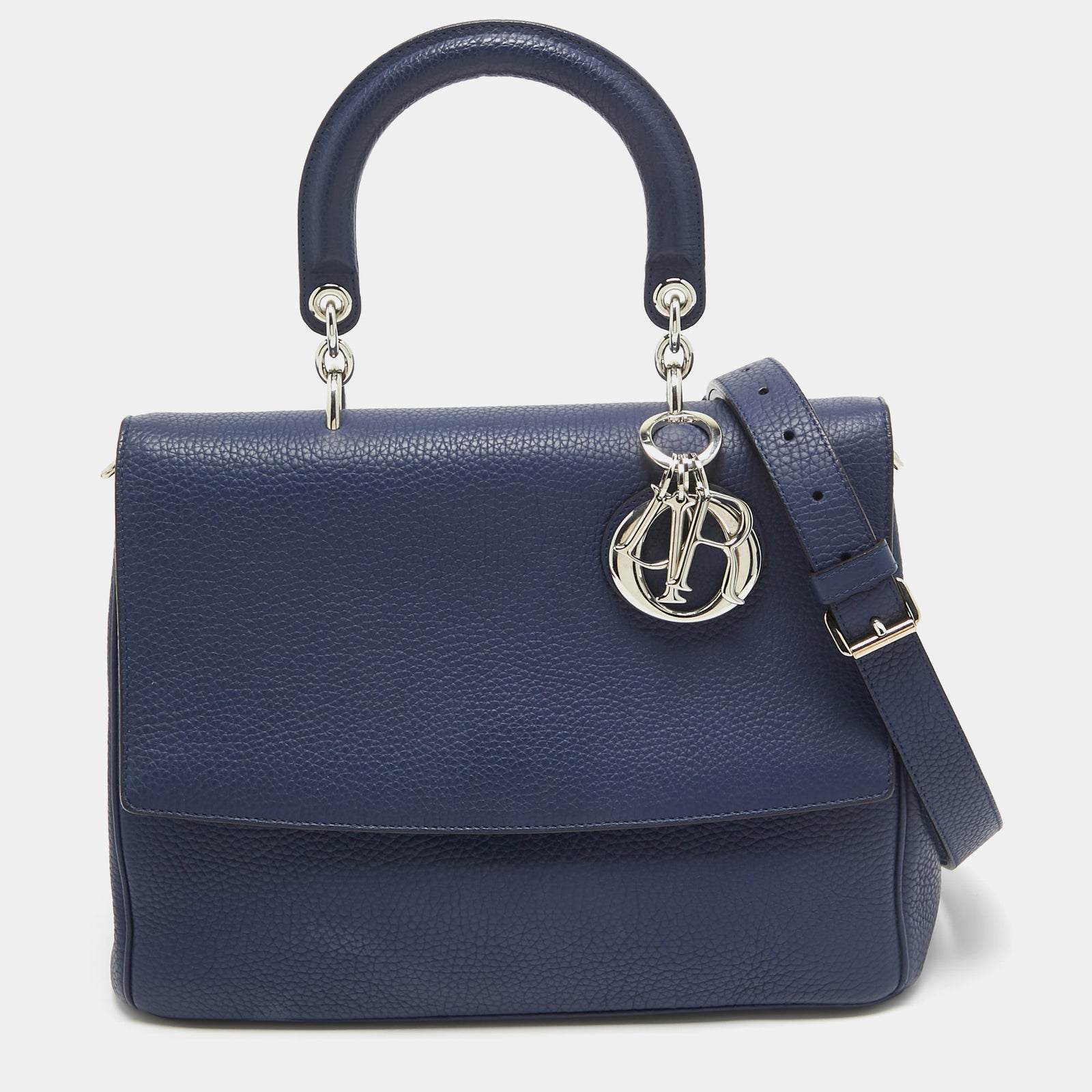 Dior Navy Blue Leather Medium Be Flap Bag