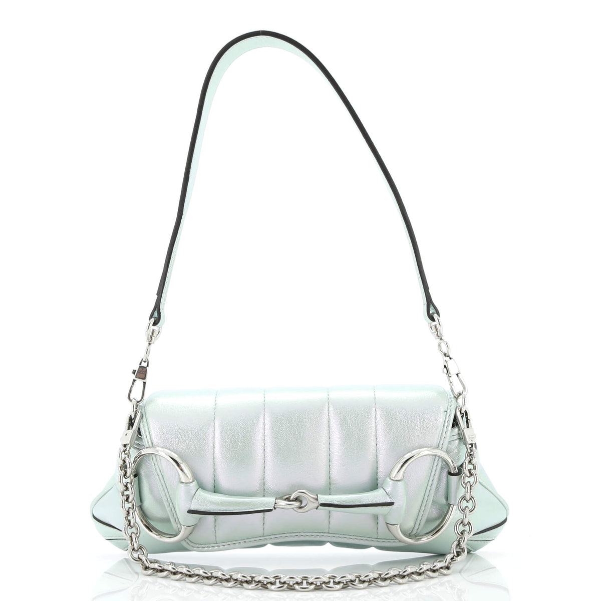 Gucci GUCCI Horsebit Chain Shoulder Bag Vertical Quilted Leather Small