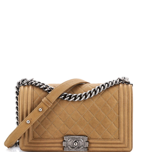 CHANEL Boy Flap Bag Quilted Caviar Old Medium