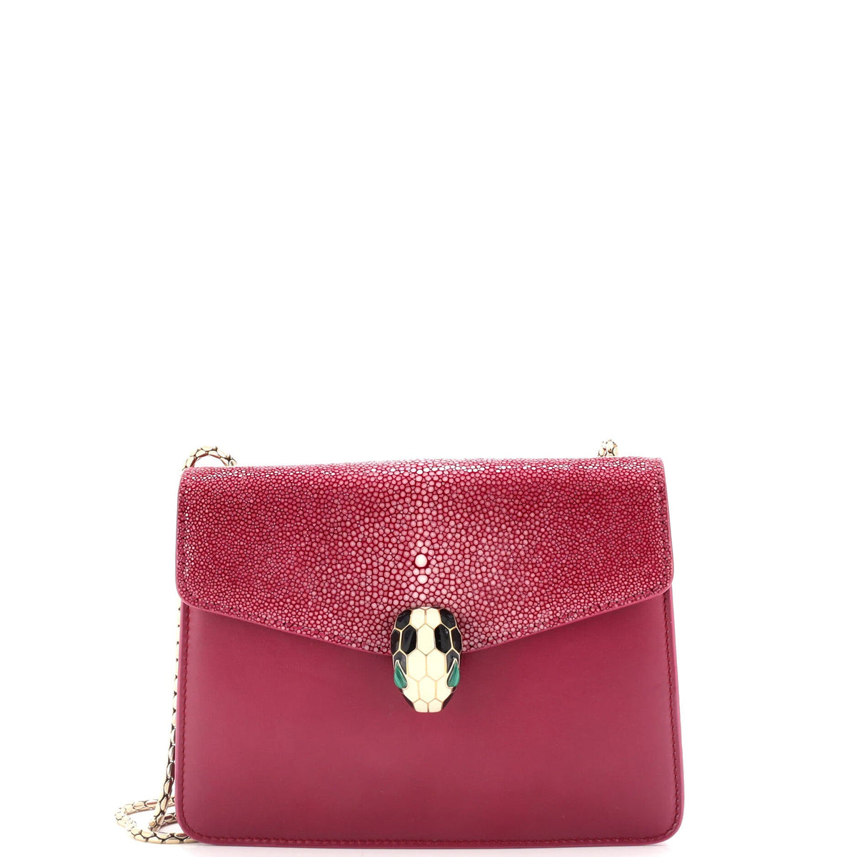 Bvlgari BVLGARI Serpenti Forever Square Shoulder Bag Leather and Stingray Small