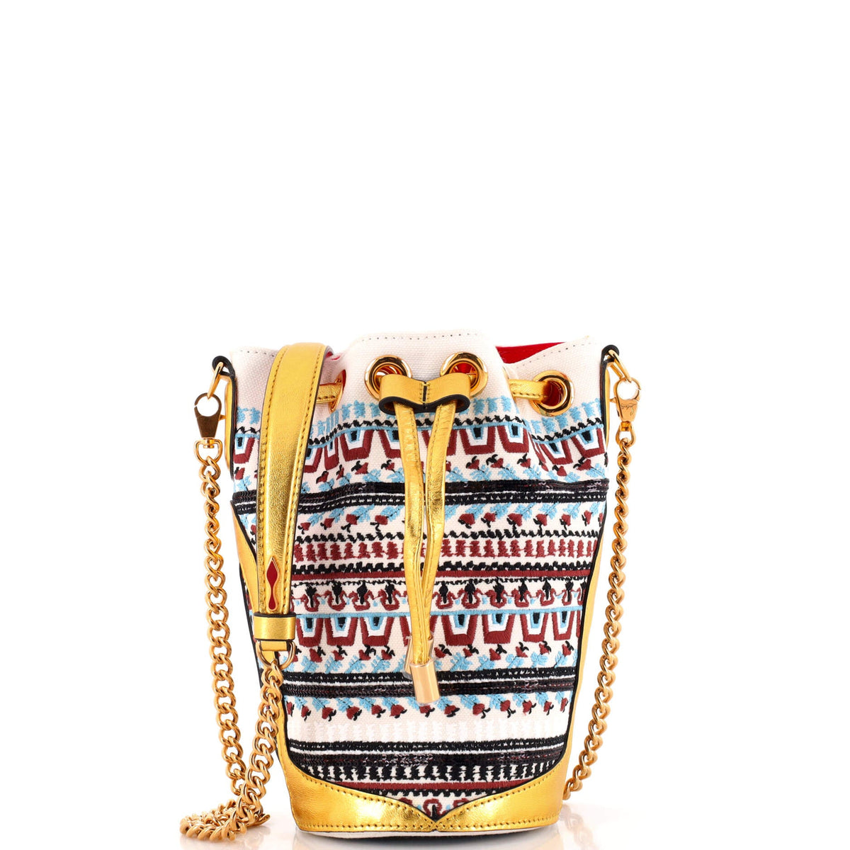 Christian Louboutin Loubiphore Bucket Bag Embroidered Canvas
