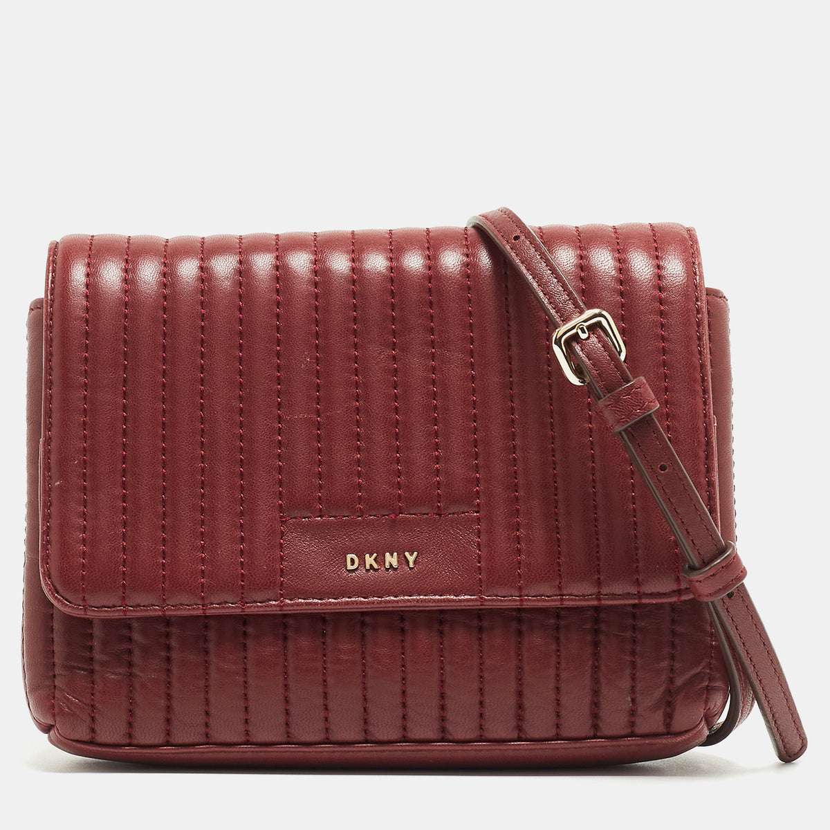 DKNY Burgundy Quilted Leather Gansevoort Crossbody Bag