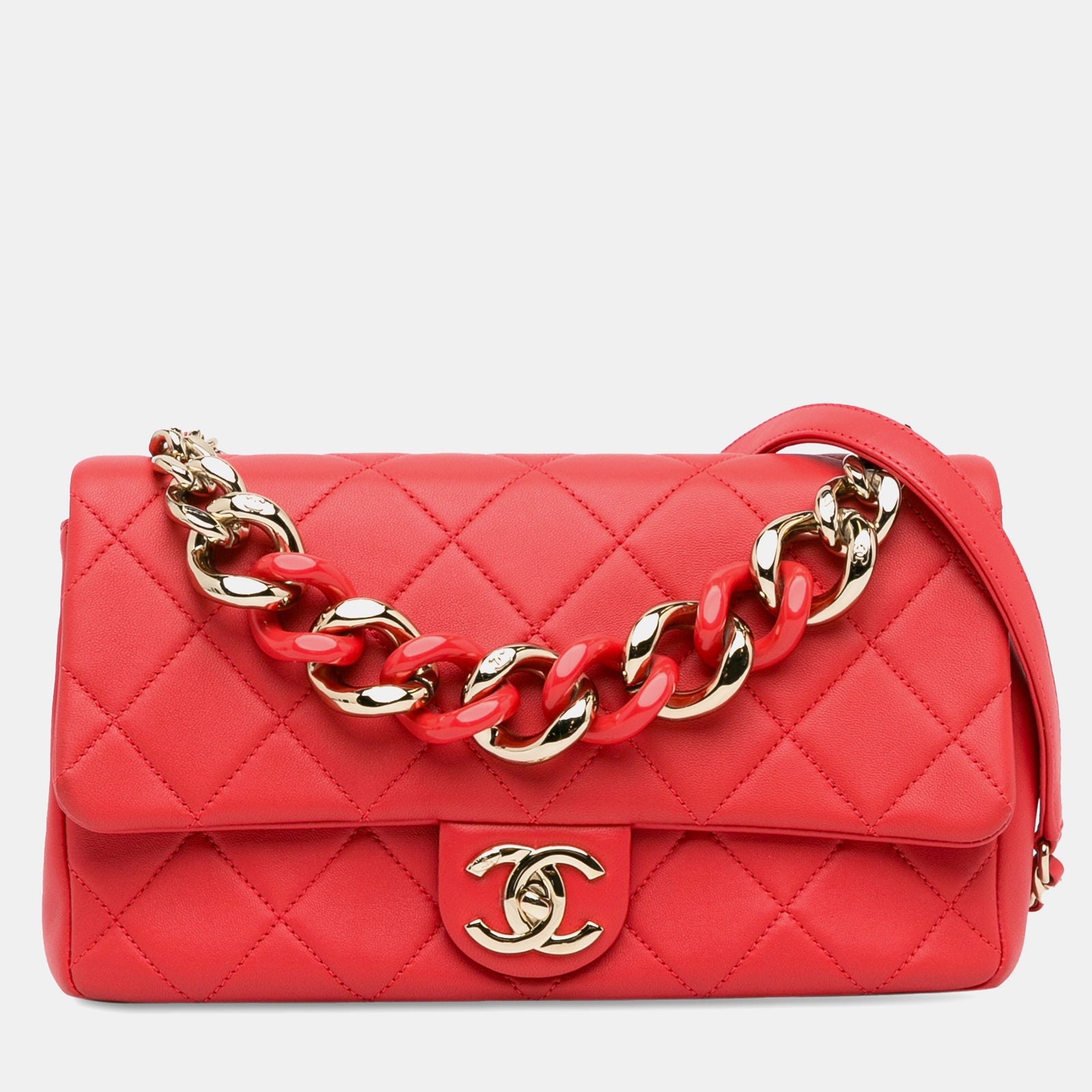 Chanel Petit sac à rabat simple élégant en cuir d'agneau