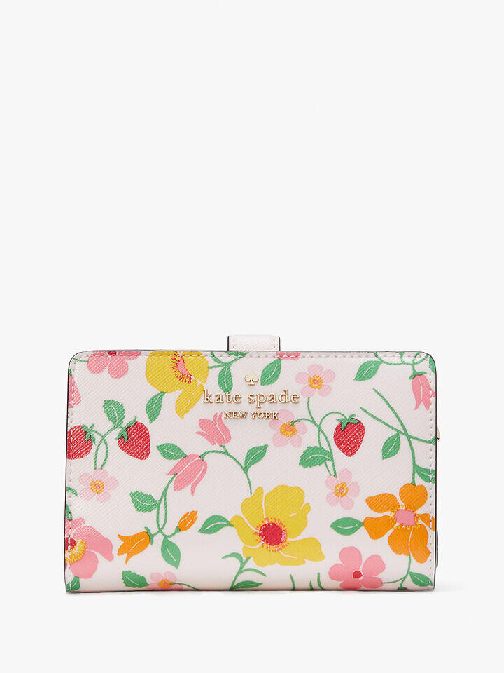 Kate Spade Au Madison Strawberry Garden Printed Boxed Medium Compact Bifold Wallet