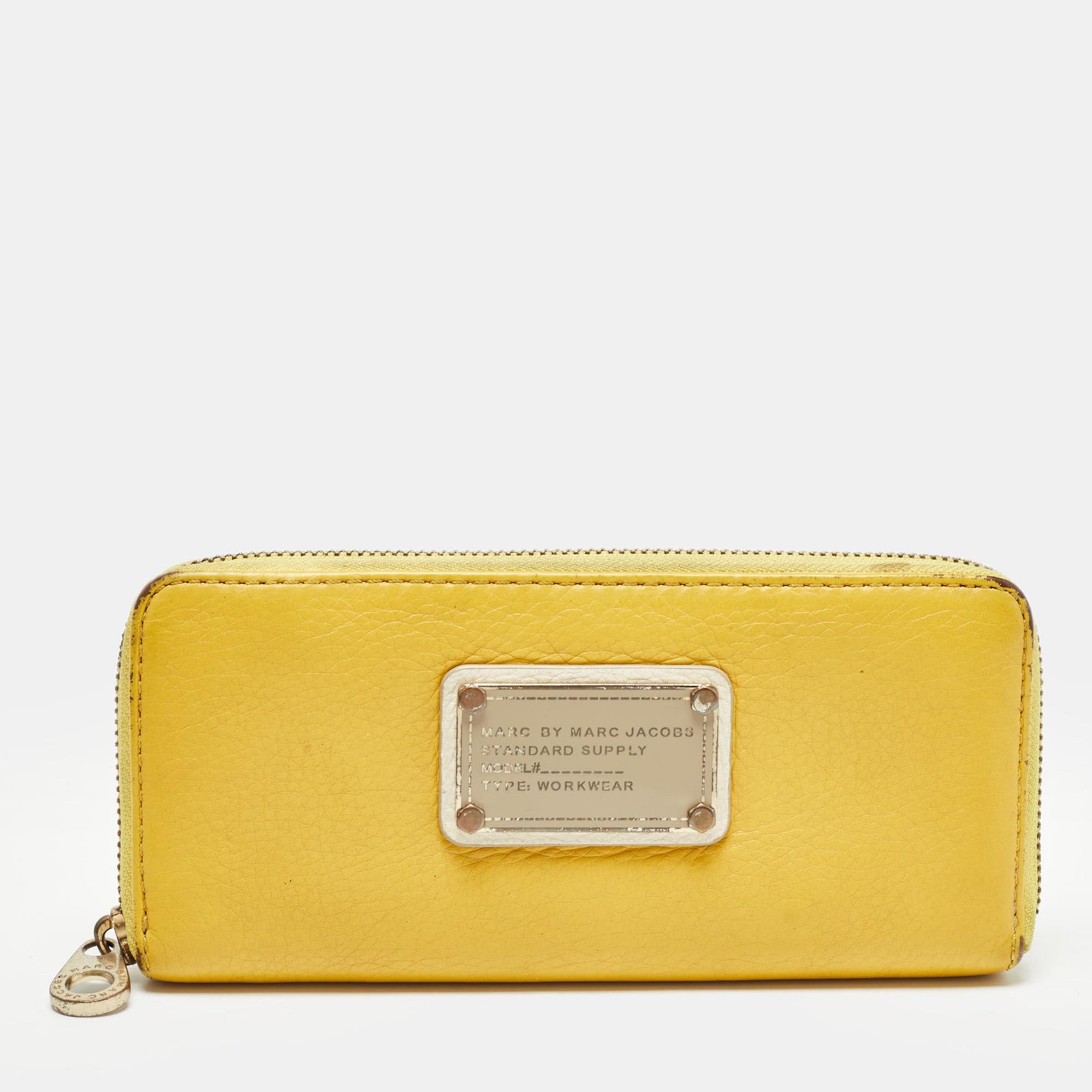 Marc By Marc Jacobs Yellow Leather Classic Q Zip Around Wallet