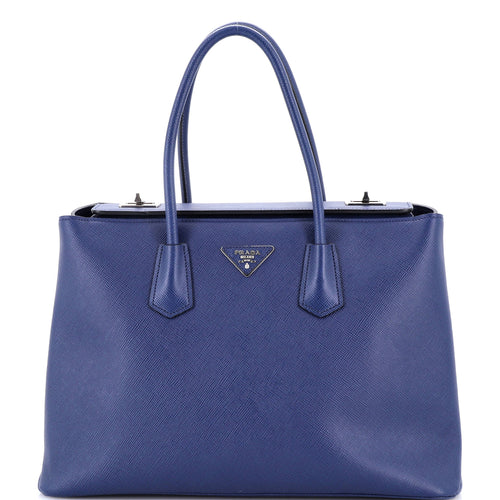 PRADA Turnlock Cuir Twin Tote Saffiano Leather Medium