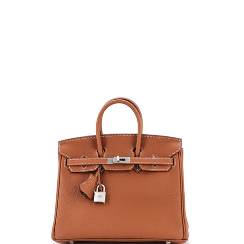 Birkin Handbag Gold Togo with Brushed Palladium Hardware 25