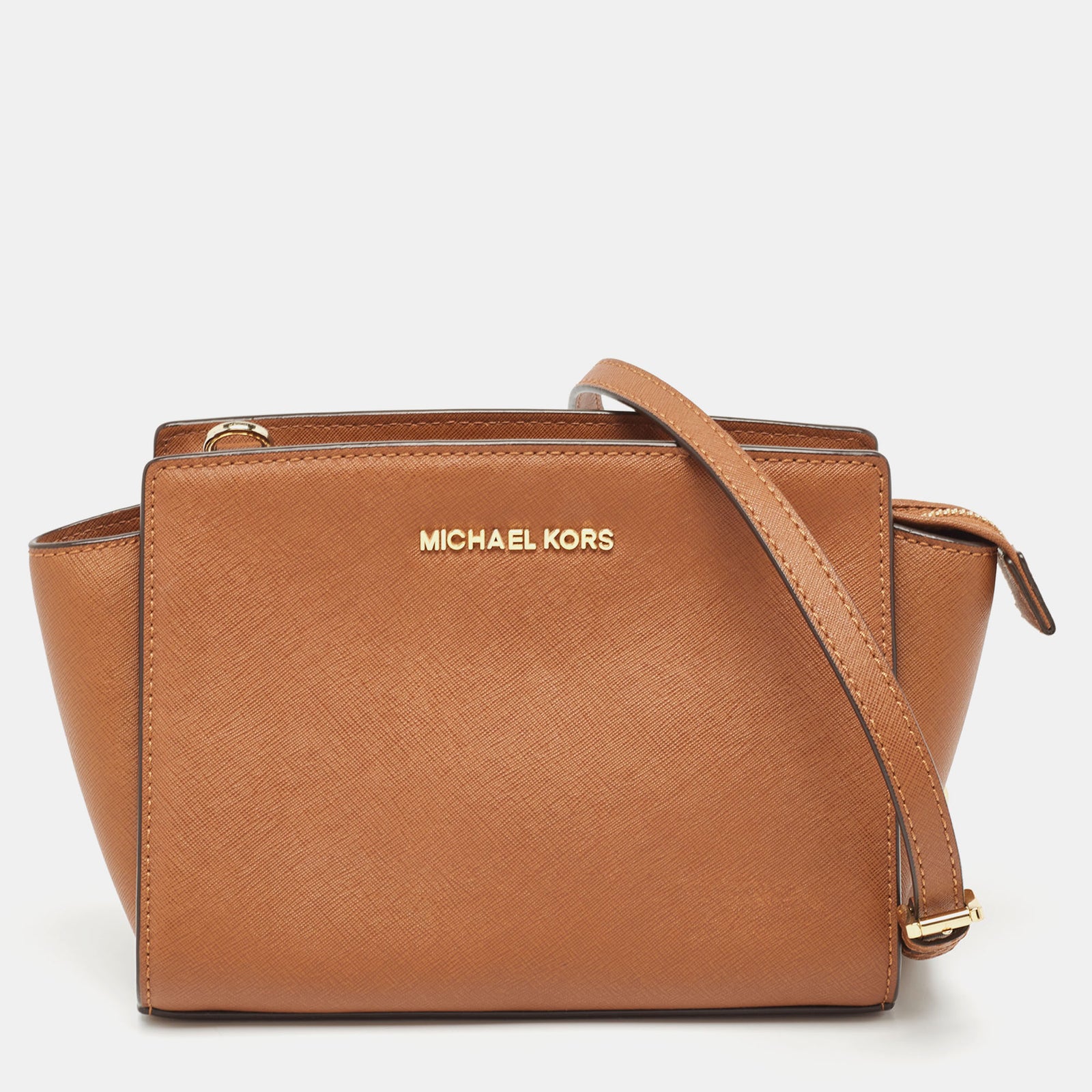 Michael Kors Brown Leather Medium Selma Crossbody Bag