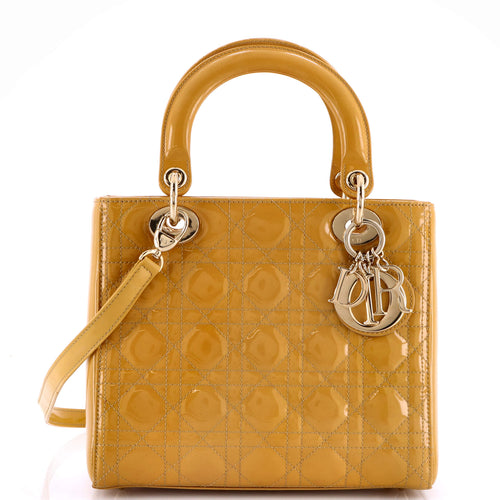 Lady Dior Bag Cannage Quilt Patent Medium