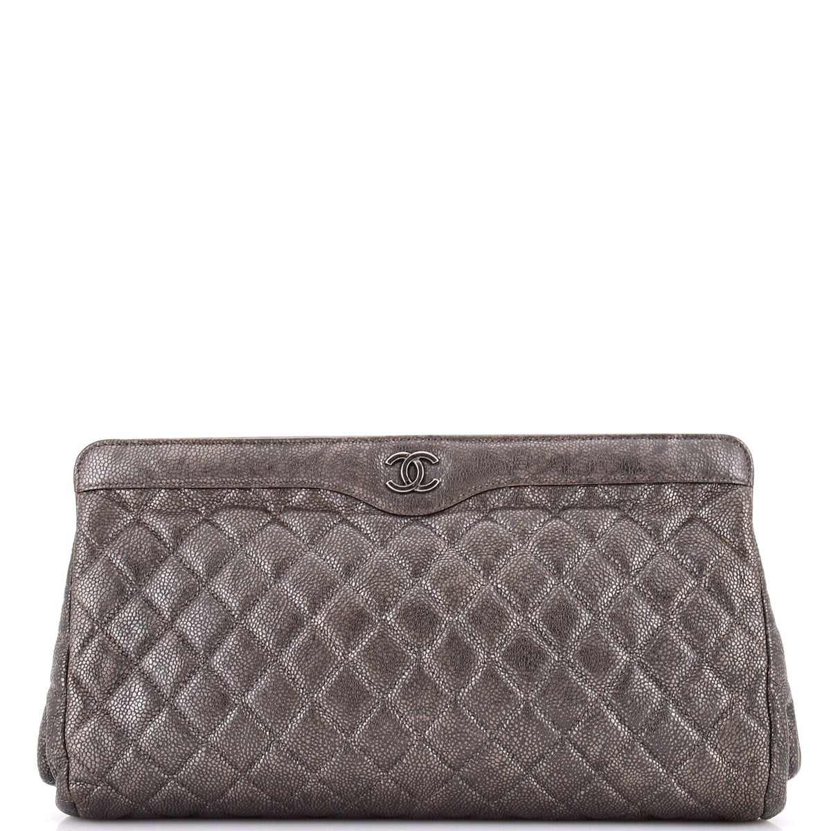 Chanel CHANEL CC Frame Clutch Quilted Caviar Large