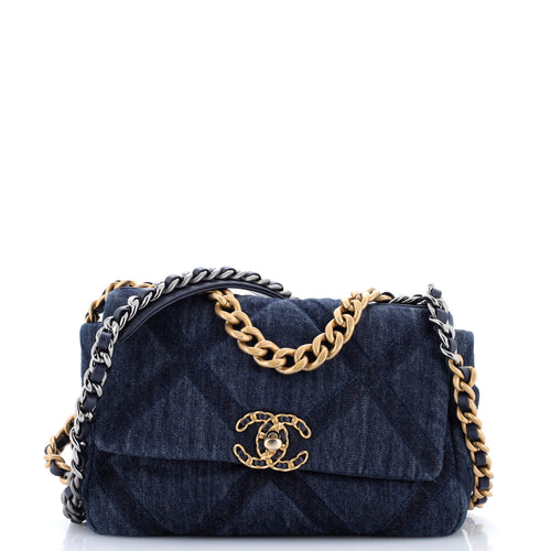 CHANEL 19 Flap Bag Quilted Denim Medium
