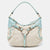 DKNY Cream/Blue Monogram Canvas and Leather Buckle Hobo