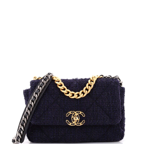 CHANEL 19 Flap Bag Quilted Tweed Medium