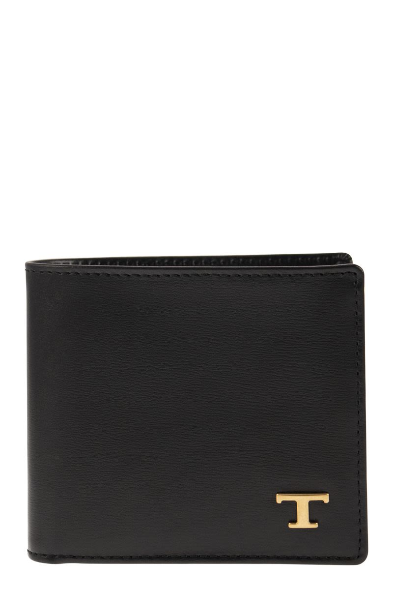Tod's Men's Leather Wallet With Logo in Black | XAMTSYC0300RLO