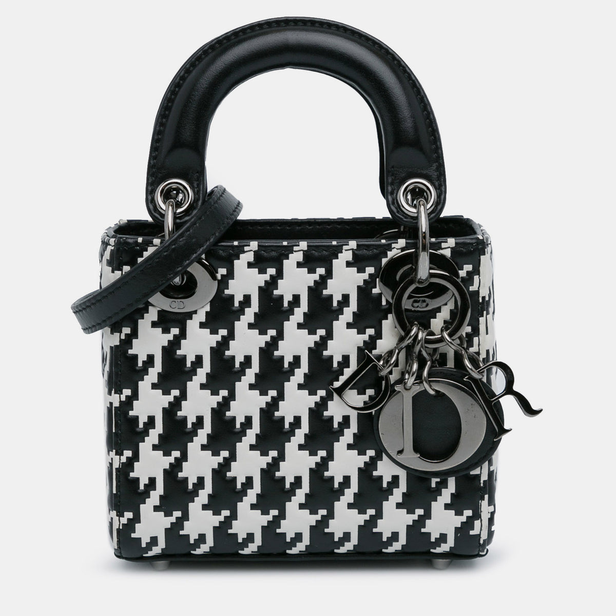 Dior Micro Calfskin Houndstooth Embossed Macro Lady Dior