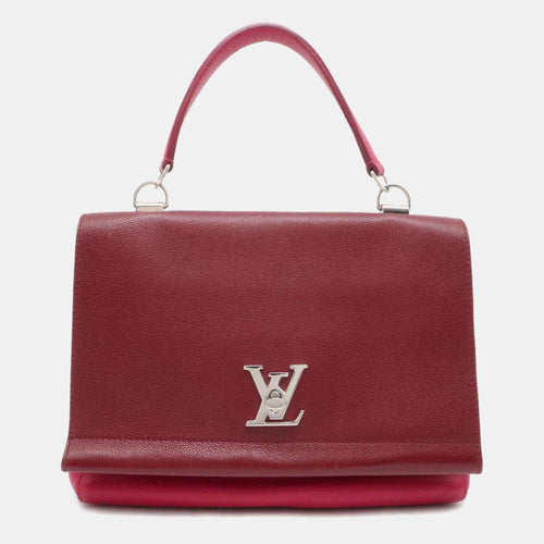 Fuchsia/Flamme Leather Lockme II Top Handle Bag