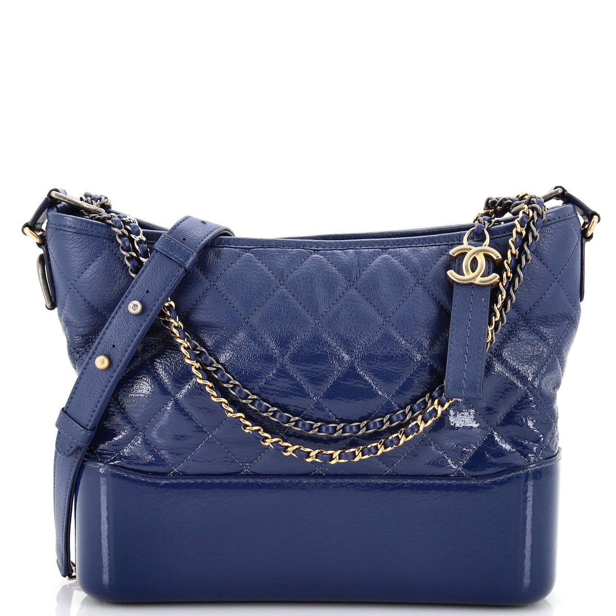 Chanel CHANEL Gabrielle Hobo Quilted Goatskin and Patent Medium