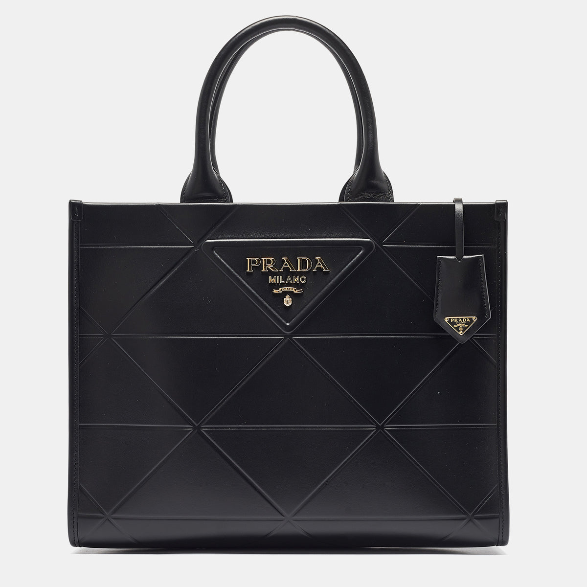 Prada Black Soft Calf Leather Medium Symbole Tote