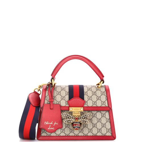 GUCCI Queen Margaret Top Handle Bag GG Coated Canvas with Leather Small