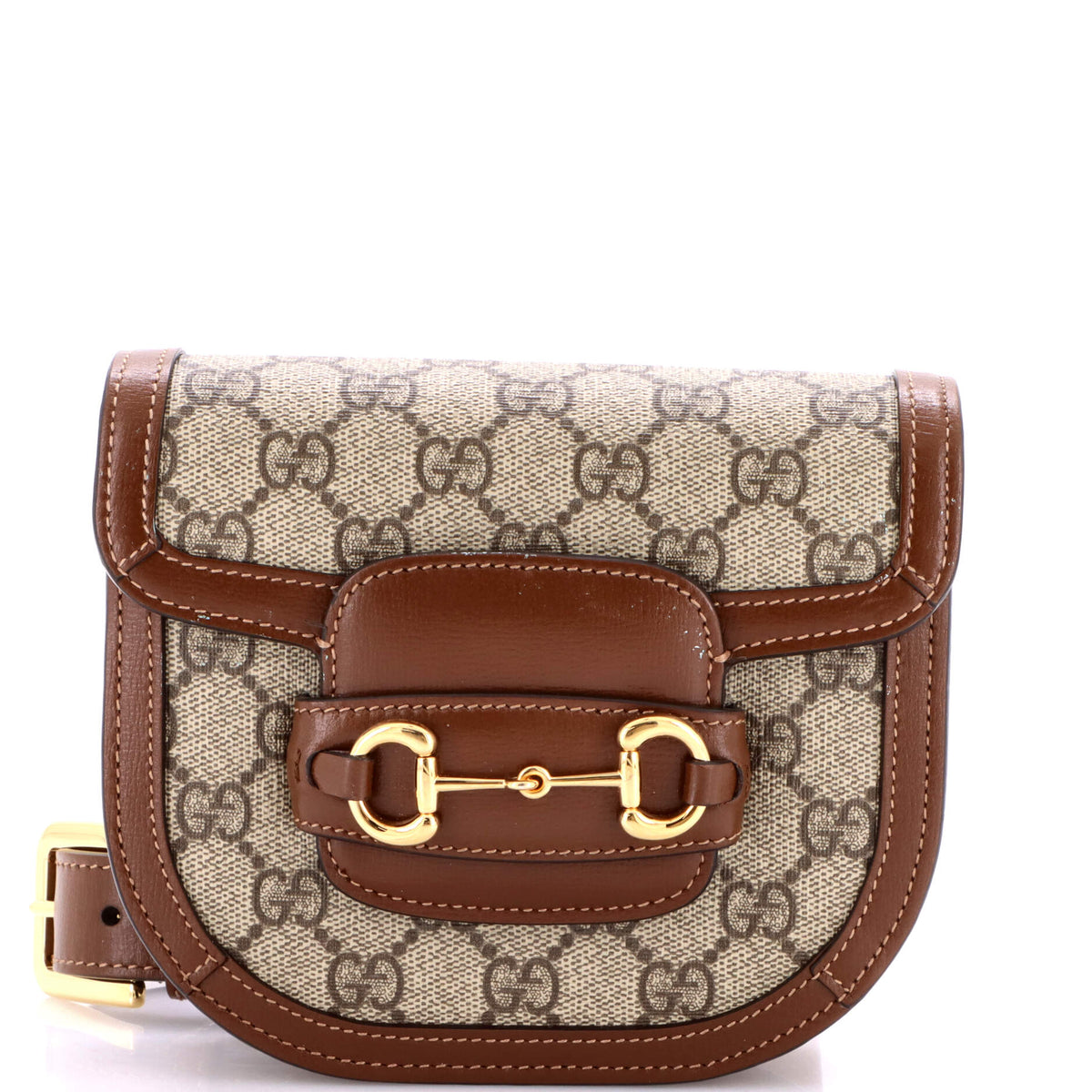 Gucci GUCCI Horsebit 1955 Belt Bag GG Coated Canvas with Leather Mini
