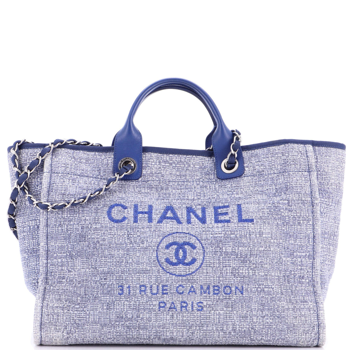 Chanel CHANEL Deauville Tote Raffia with Glitter Detail Medium