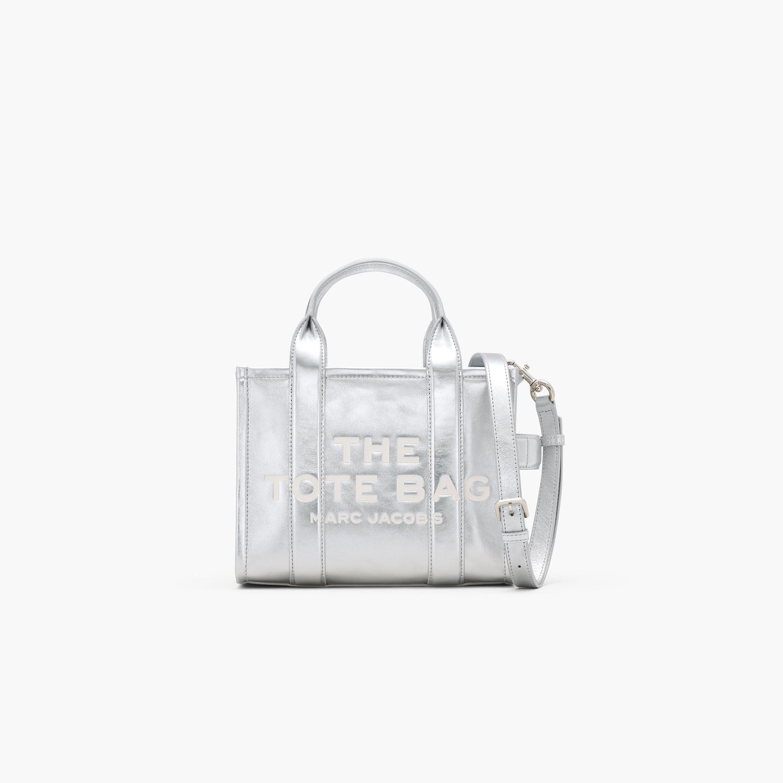 Marc Jacobs Le petit sac fourre-tout en cuir métallisé argent métallisé