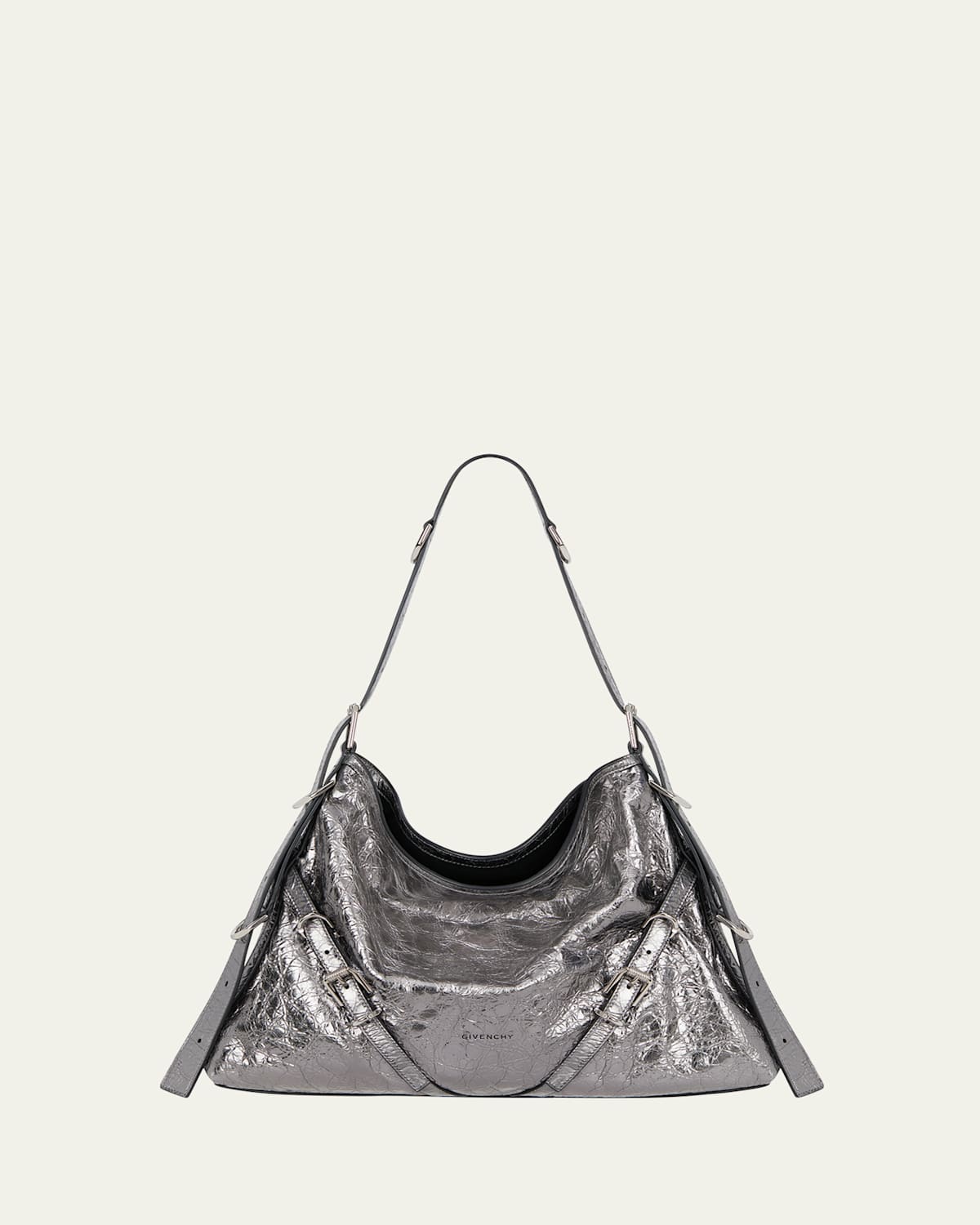 Givenchy Voyou Medium Shoulder Bag in Metallic Leather