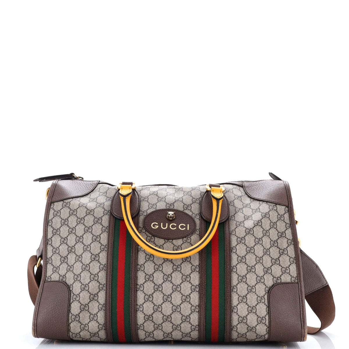 Gucci GUCCI Neo Vintage Web Duffle Bag GG Coated Canvas with Leather Medium