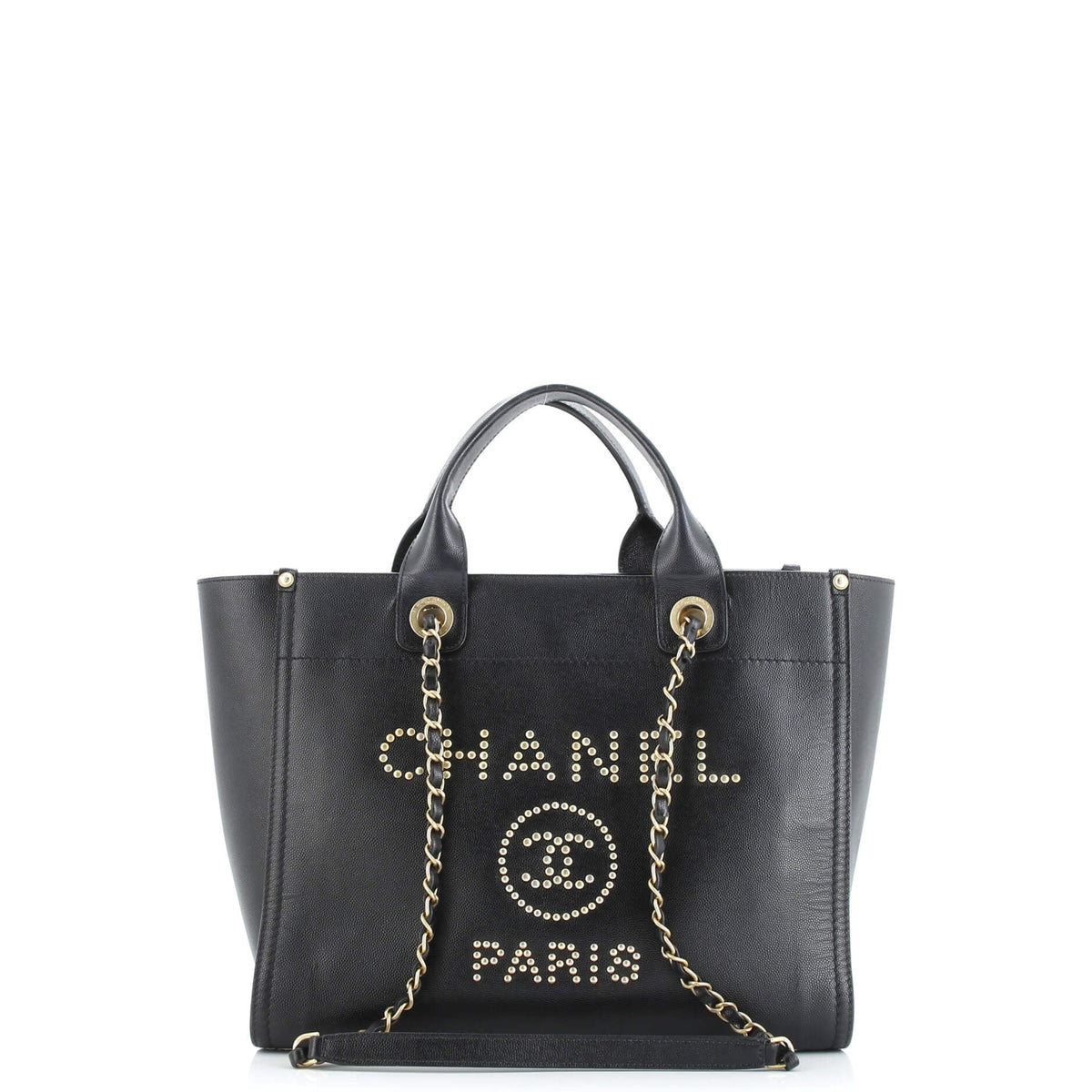 Chanel CHANEL Deauville Tote Studded Caviar Small