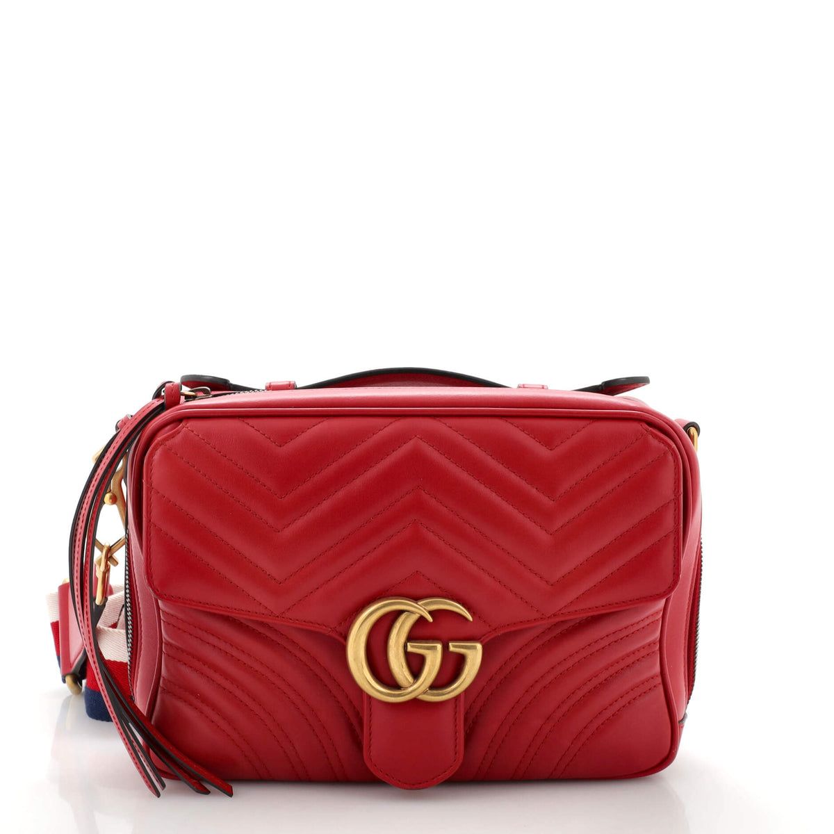 Gucci GUCCI GG Marmont Zip Around Camera Bag Matelasse Leather Small