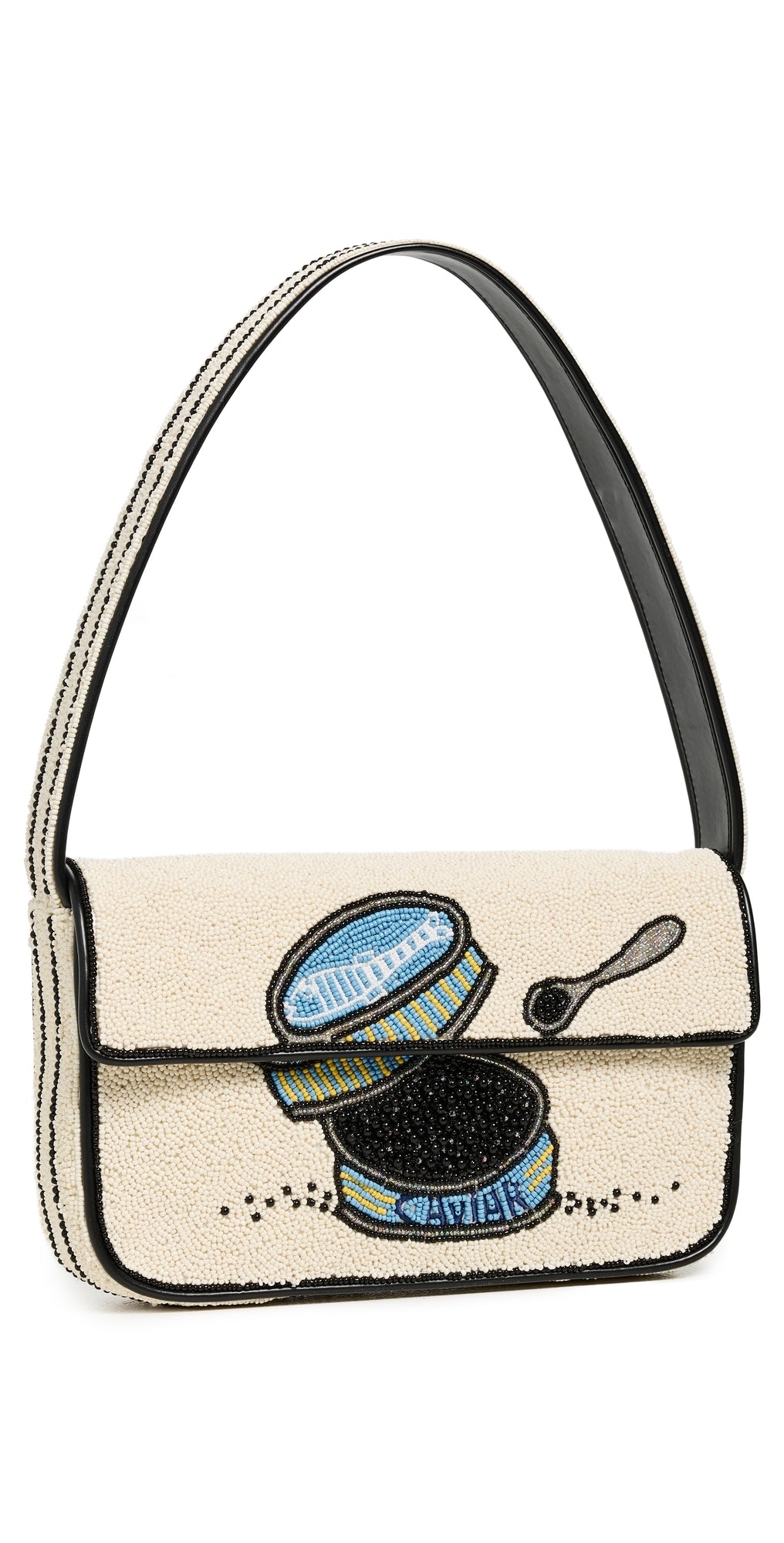 Staud Tommy Beaded Bag Caviar Dreams One Size