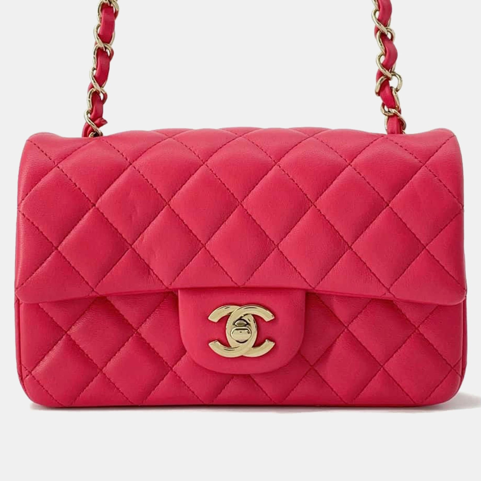 Chanel Klassische rechteckige Umhängetasche aus rosa Leder mit Überschlag