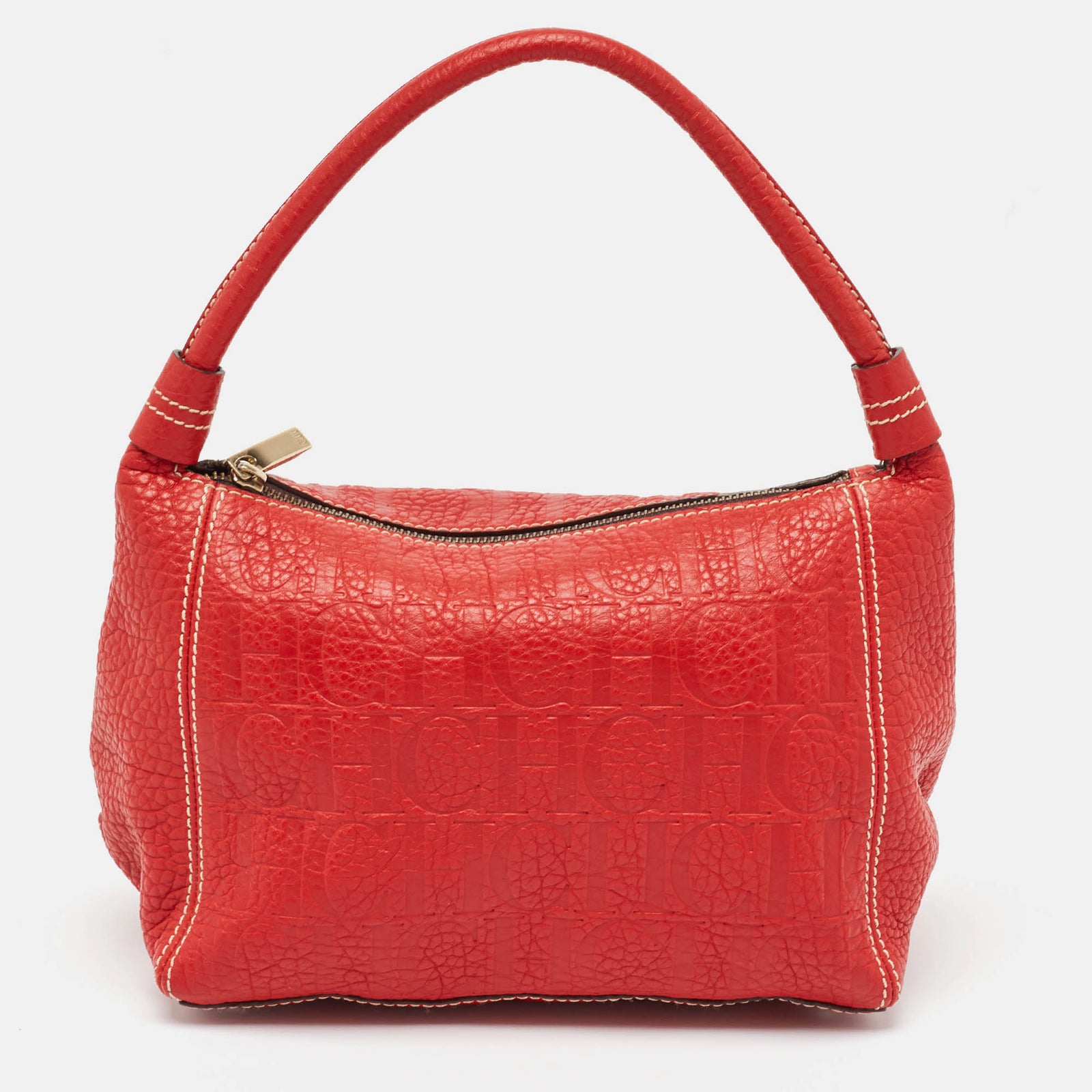 Ch Carolina Herrera Red Leather Shoulder Bag