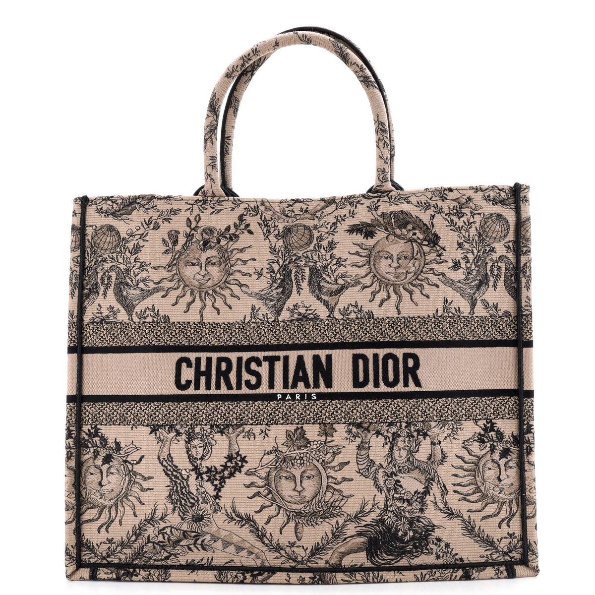 Christian Dior Book Tote Embroidered Canvas Large